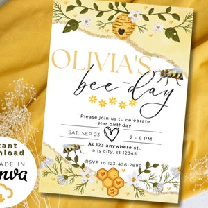 Editable Bumble-Bee ( Digital invitation)