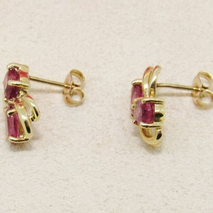 Vintage 14K Yellow Gold Pink Tourmaline Stud Earrings - Etsy