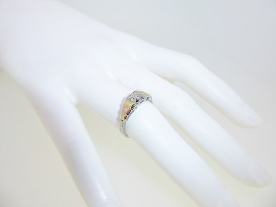 18K Tri-Color Gold 1/5 CT Old Euro Diamond Engage… - image 2