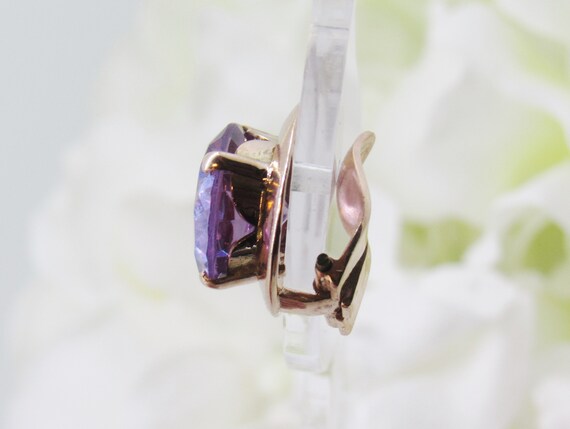 10K Rose Gold Synthetic Sapphire Clip On Earrings - image 3
