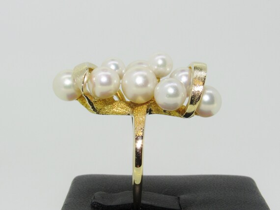 Unique Vintage 14K Yellow Gold Ribbon & Pearl Est… - image 8