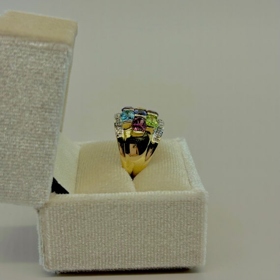 Gorgeous Multi Stone 14K Yellow Gold Ring - image 2