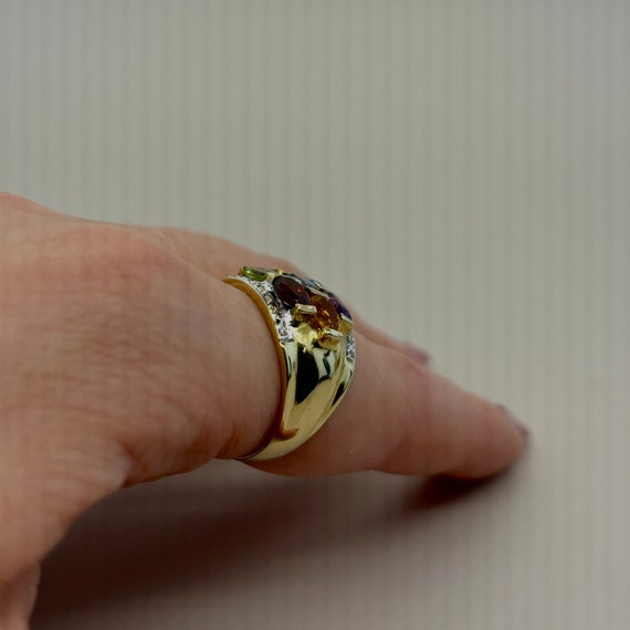 Gorgeous Multi Stone 14K Yellow Gold Ring - image 8