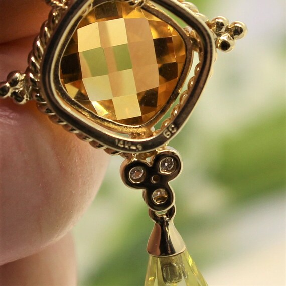 Gorgeous 14k Gold Peridot & Citrine Necklace - image 7