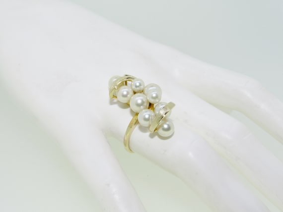 Unique Vintage 14K Yellow Gold Ribbon & Pearl Est… - image 4