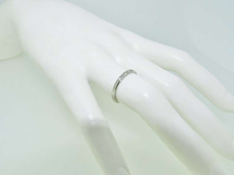 Estate Antique Art Deco 18K White Gold /& Mine Cut Diamond Wedding Band