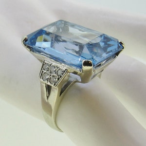 Estate 10K White Gold 28 CT Blue Spinel & Diamond Ring - Etsy