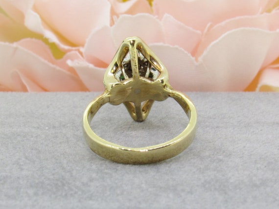 Vintage 14K Yellow Gold Diamond & Emerald Ring - image 8