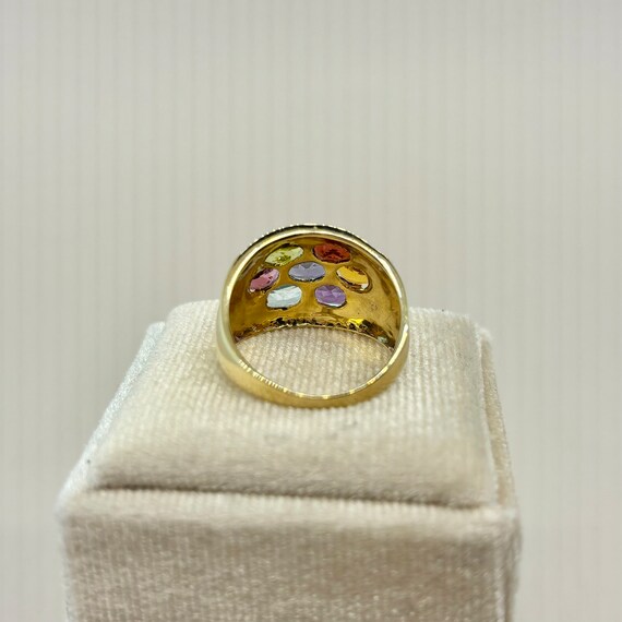 Gorgeous Multi Stone 14K Yellow Gold Ring - image 4