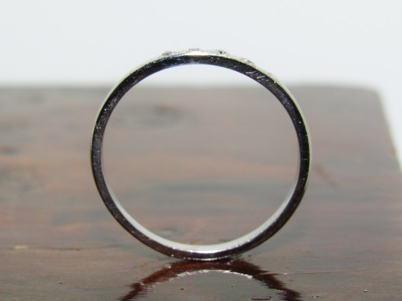 Estate Antique Art Deco 18K White Gold /& Mine Cut Diamond Wedding Band