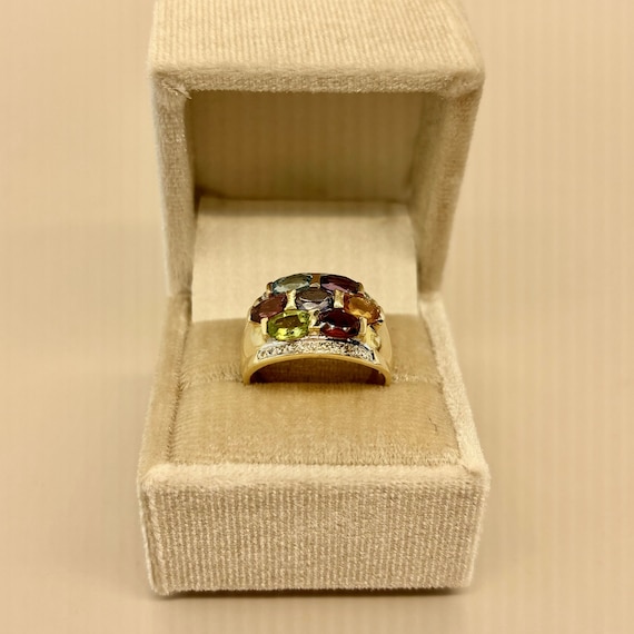 Gorgeous Multi Stone 14K Yellow Gold Ring - image 1