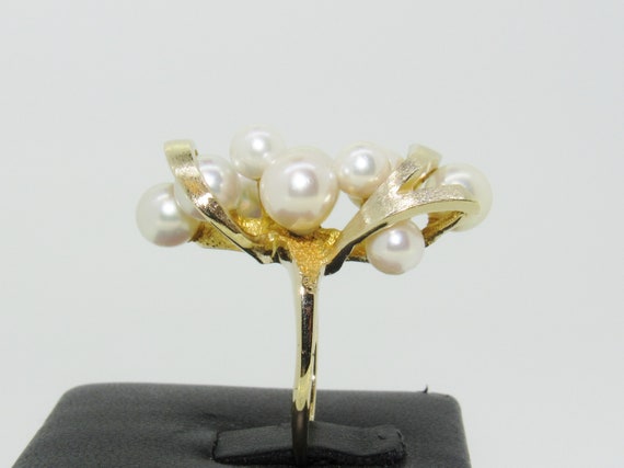 Unique Vintage 14K Yellow Gold Ribbon & Pearl Est… - image 6