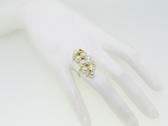 Unique Vintage 14K Yellow Gold Ribbon & Pearl Est… - image 2