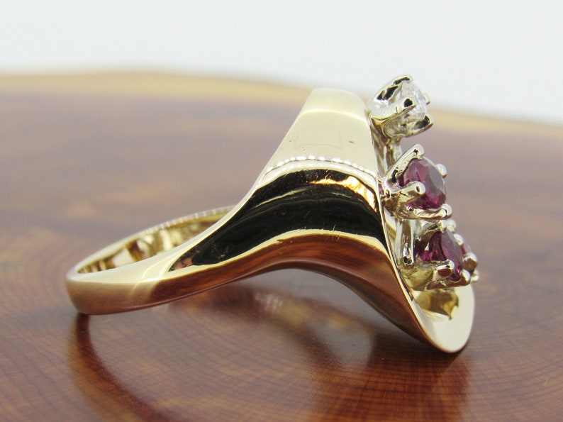14K Yellow Gold Ruby & Diamond Ring | Etsy