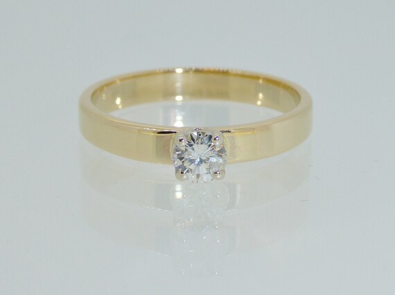 14K Yellow Gold Diamond Engagement Ring | Etsy