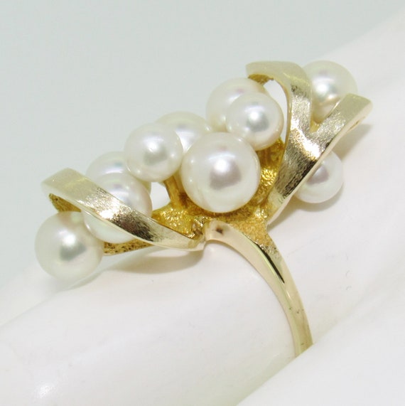 Unique Vintage 14K Yellow Gold Ribbon & Pearl Est… - image 10