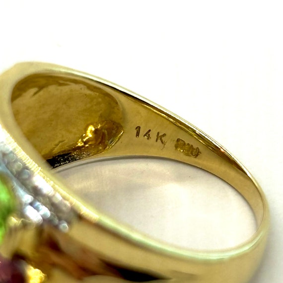 Gorgeous Multi Stone 14K Yellow Gold Ring - image 5