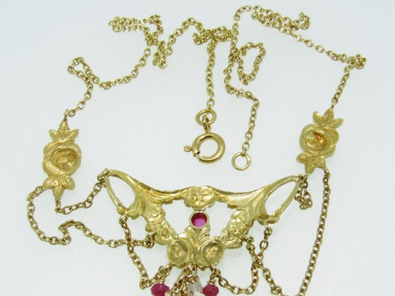 Victorian Inspired 18K Yellow Gold Ruby & Diamond… - image 3