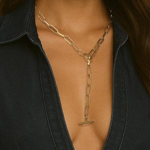 Gold Toggle Paperclip Chain Necklace • 18K Gold Plated Titanium Steel Choker • Chunky Statement Necklace • Multi Way Rectangular chain