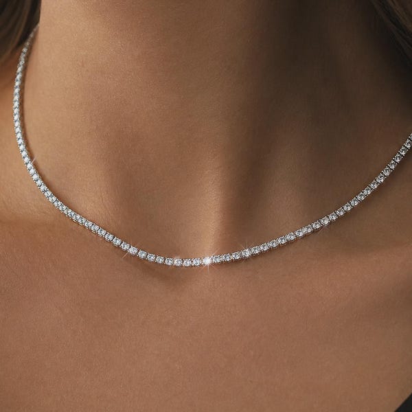 Tennisketting CZ sterlingzilver chokerketting