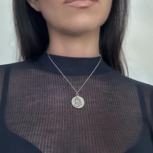 Double Sided Serenity Prayer Necklace: Praying Hands Medallion, Bible Verse