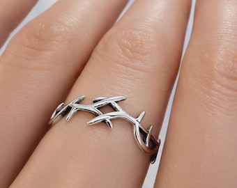 Sterling Silver Jesus Crown of Thorns Ring: Religious Band