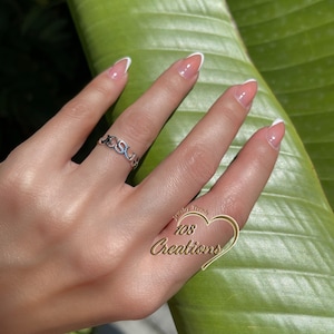 Cut Out Jesus Band Ring • Jesus Christ Name Ring • Christian Wide Band Ring • Catholic Stacking Ring • Sterling Silver Religious Ring