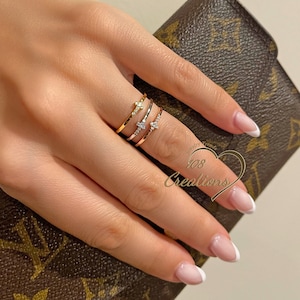 Tricolor Sideways Cross Ring Set • Pave Cross Ring Set • Tiny Gold Cross Ring • Dainty Silver Cross Ring Set • Mixed Metal Cross Ring Set