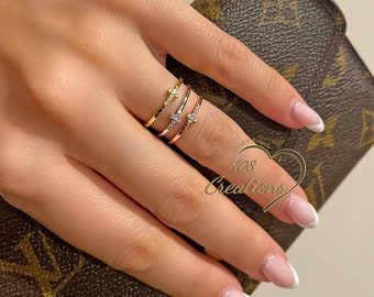 Tricolor Sideways Cross Ring Set • Pave Cross Ring Set • Tiny Gold Cross Ring • Dainty Silver Cross Ring Set • Mixed Metal Cross Ring Set