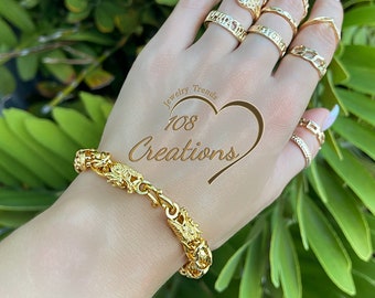 Gold Dragon Byzantine Bracelet • Thick Chunky Bracelet • Trendy Brass Bracelet • Yellow Gold Tone Bracelet • High Quality Stacking Bracelet