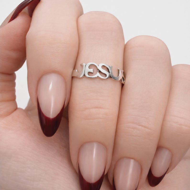 Jesus Ring Sterling Silver • Christian Faith Ring for Women image 8