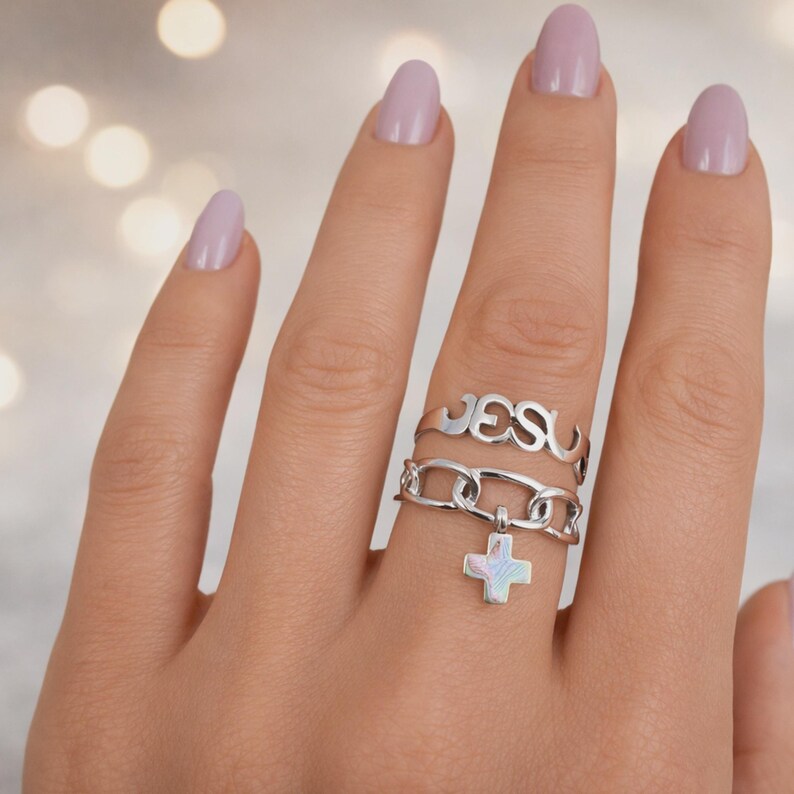 Jesus Ring Sterling Silver • Christian Faith Ring for Women image 10