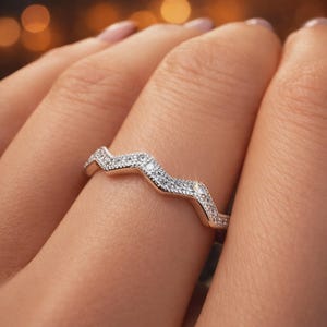 CZ Wave Ring • Sterling Silver Stackable Highs & Lows