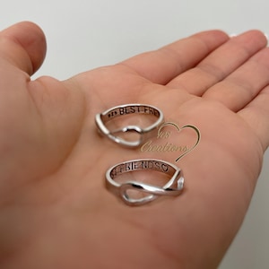 Infinity Ring with Best Friends Engraving • High Quality Sterling Silver Ring • Popular Stacking Ring • Infinity Knot Symbol • Gift for Her