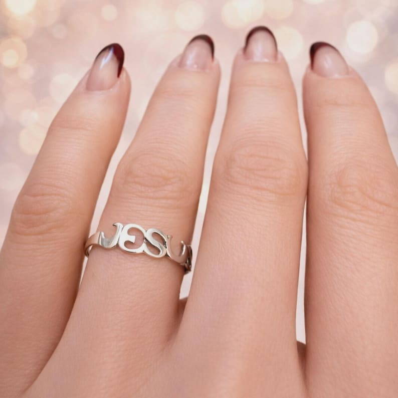 Jesus Ring Sterling Silver • Christian Faith Ring for Women image 9