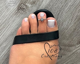 Adjustable Star Toe Ring: Sterling Silver Celestial Jewelry
