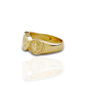 Iconic Saint Benedict Cross Ring • 18K Gold Filled Medallion Ring • Triple Signet Catholic Ring • Trendy Statement Ring • Gift for Her