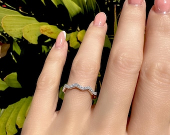 Highs and Lows Pave Ring • Ups and Downs Symbolic Ring • Silver Wave Ring with Cubic Zirconia Crystals • Meaningful Gift for Daughter