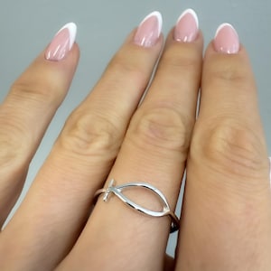 Sterling Silver Christian Fish Ring: Ichthys Religious Talisman