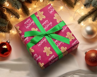 Happy Holidays Gingerbread Man Wrapping Paper