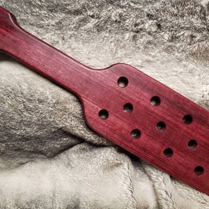 Wood spanking paddle 16" with holes purpleheart.