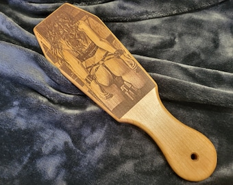 Personalized Spanking Paddle Laser Engraved Picture 4"x12", 1/2" Thick Cherry Wood