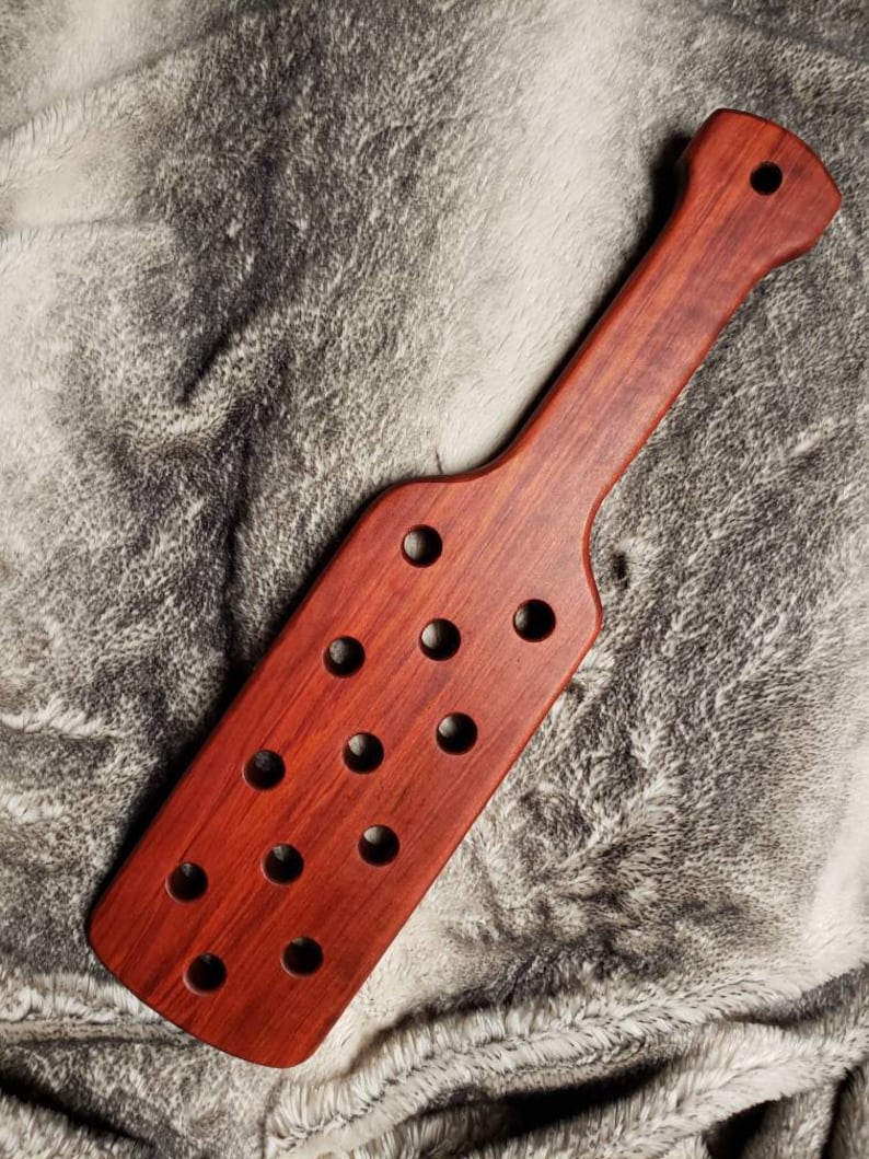 Wood spanking paddle 16" with holes bloodwood.