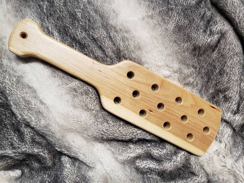 Wood spanking paddle 16" with holes cherry