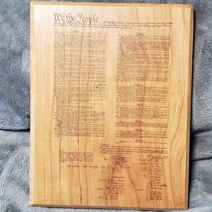 Constitution of united states laser engraved cherry wood plaque