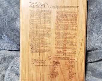 Verfassung der Vereinigten Staaten von Amerika Laser gravierte Kirschbaum Holz Plakette