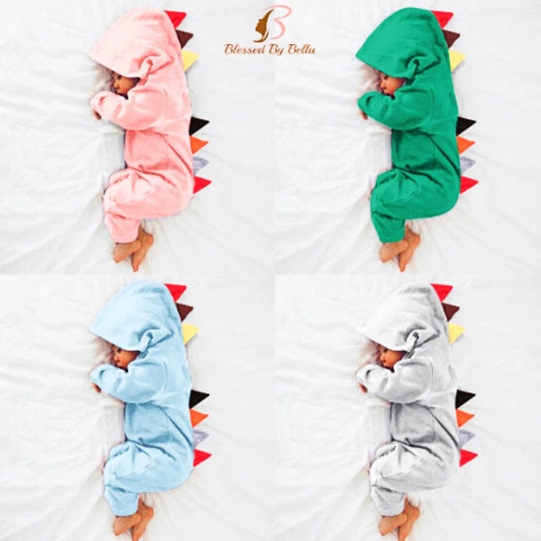 Baby Dino Romper |  Dinosaur Zipper Onsie Christmas Gift | Cute Baby Clothes