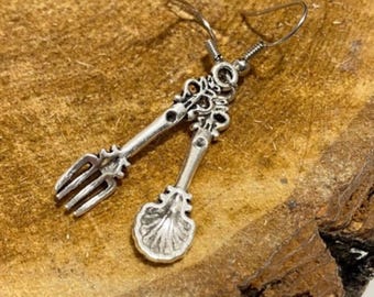 Antike Silber Gabel & Löffel Ohrringe