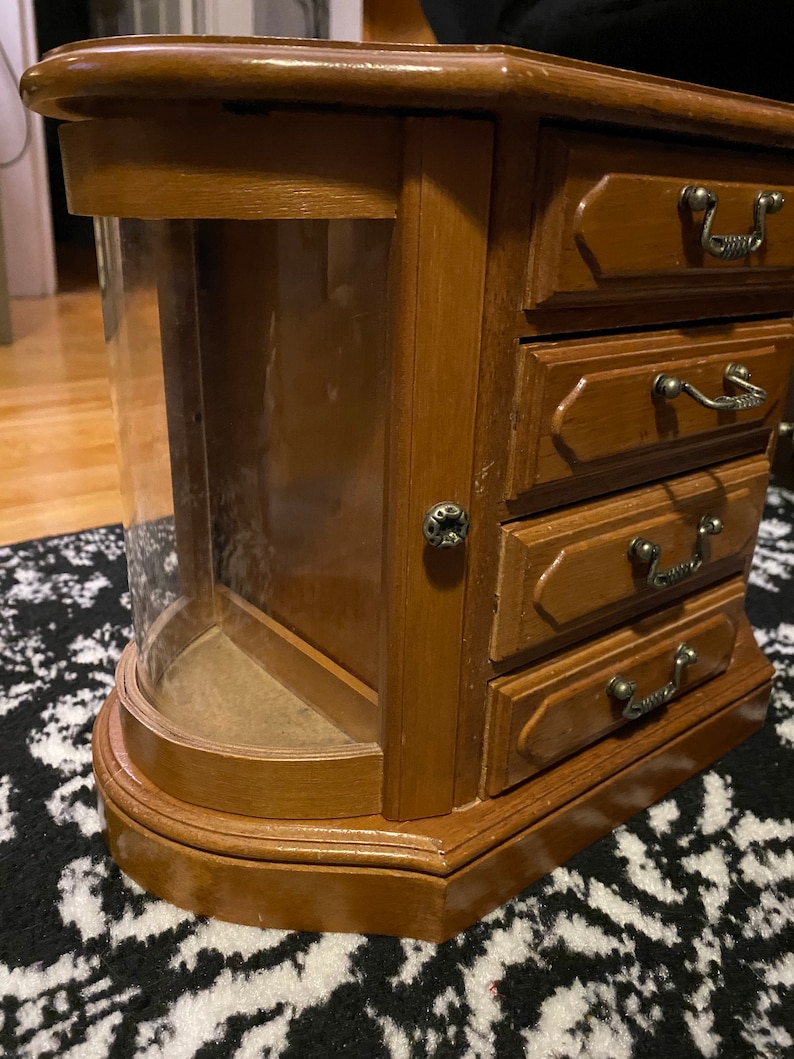 Refinished Medium Floral Jewelry Box