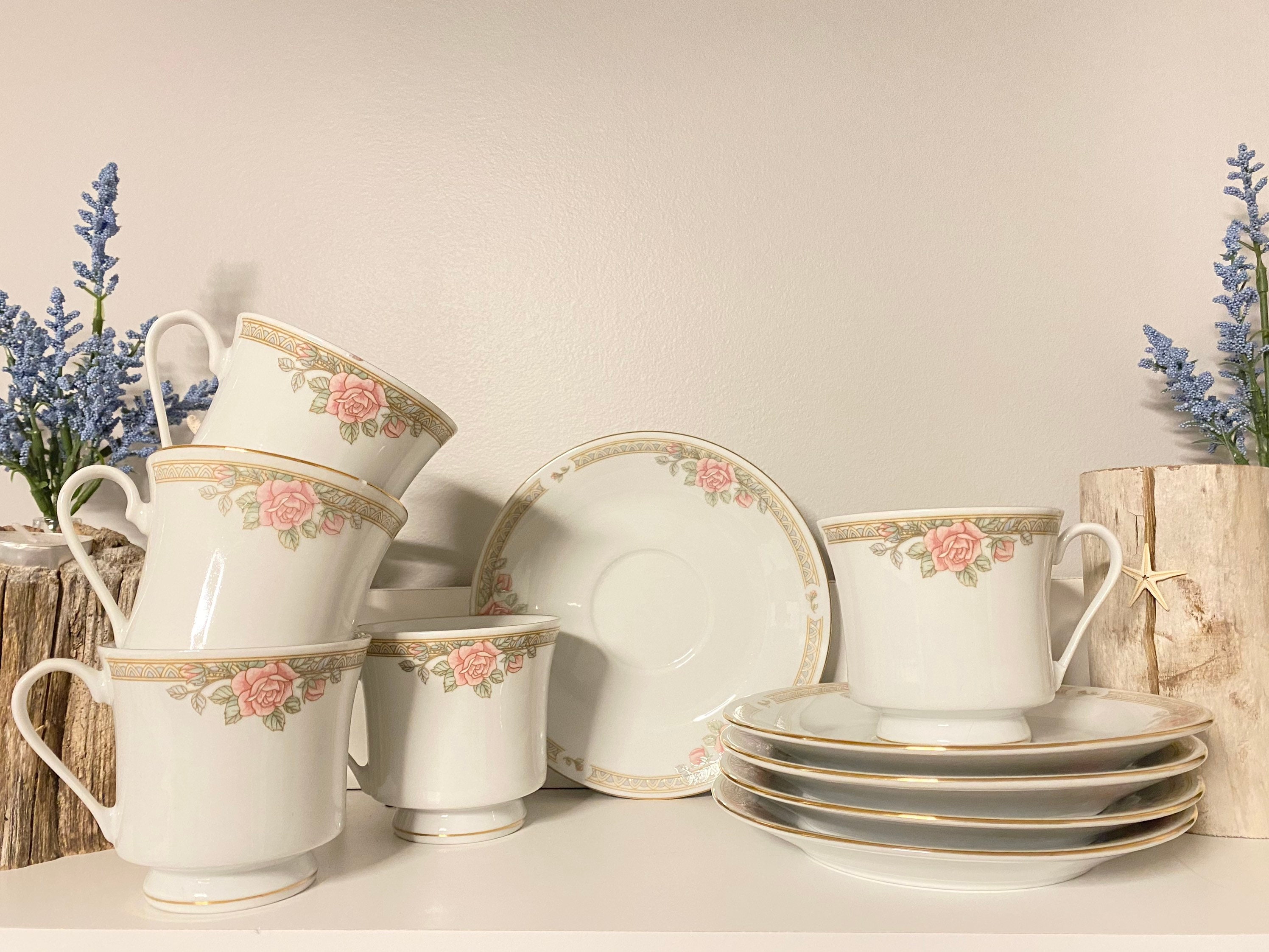 Tienshan Fine China / Crown Ming Christina Pattern Tea Cups Etsy